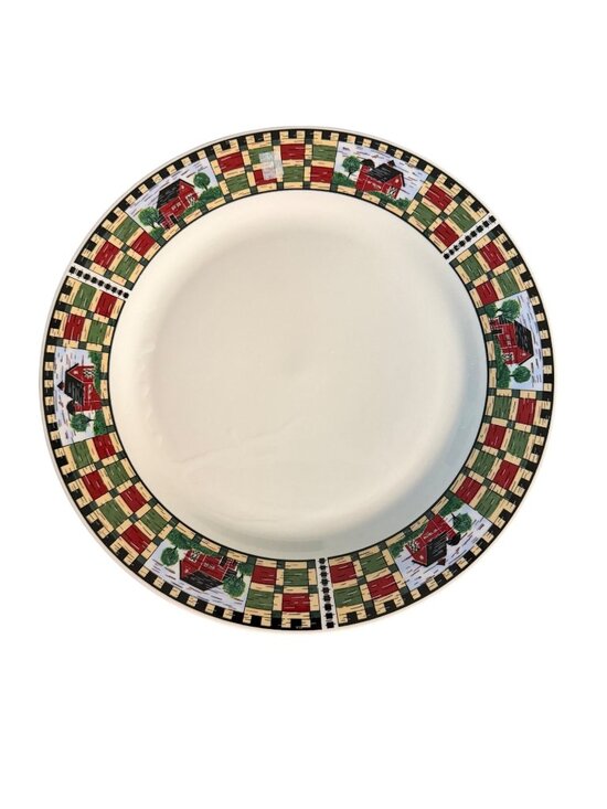 Majesticware Other - Majesticware Homestead Stoneware Dinner Plate 12.5" Country Barn Scene Dishwashe